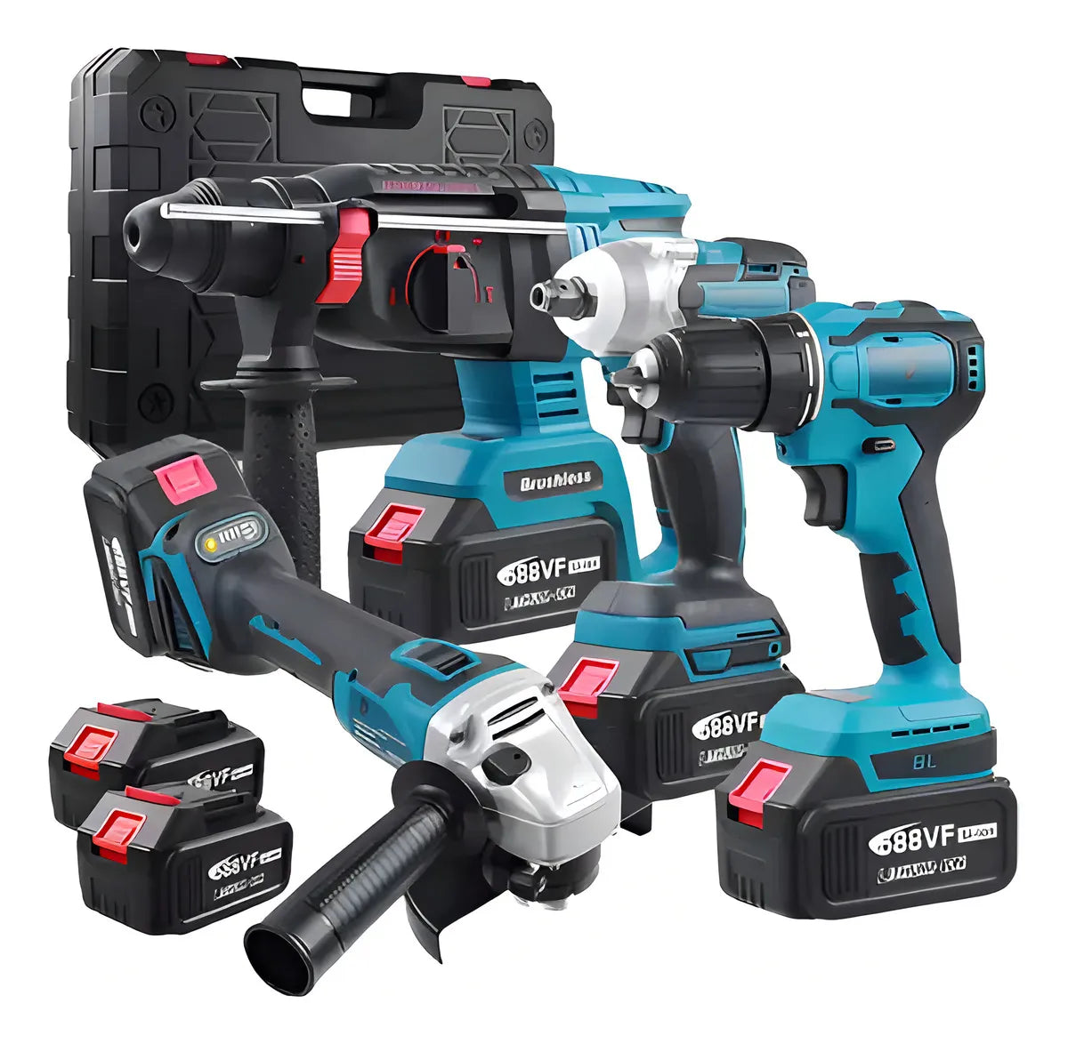 KIT DE 4 HERRAMIENTAS INALAMBRICAS